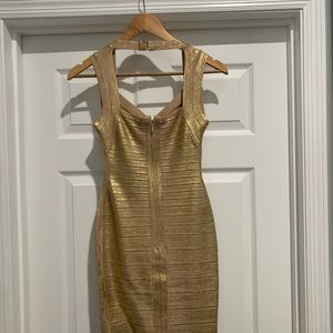 Herve Leger gold dress